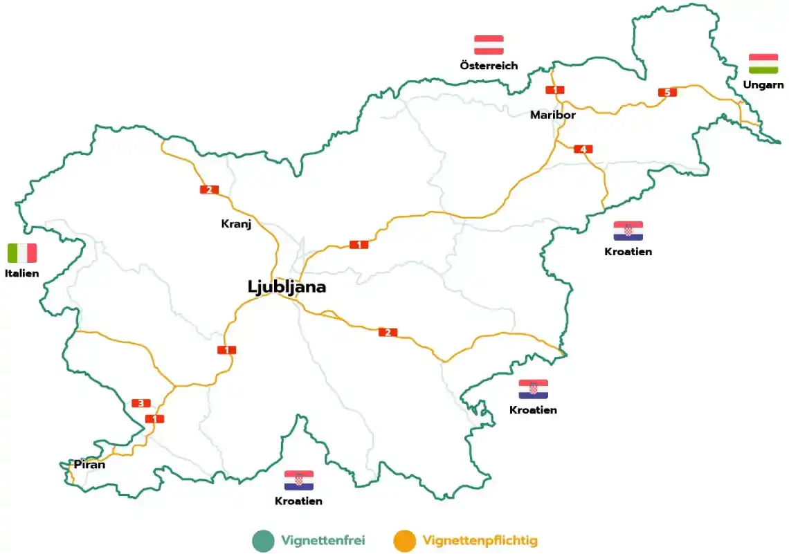 De routekaart in Slovenië