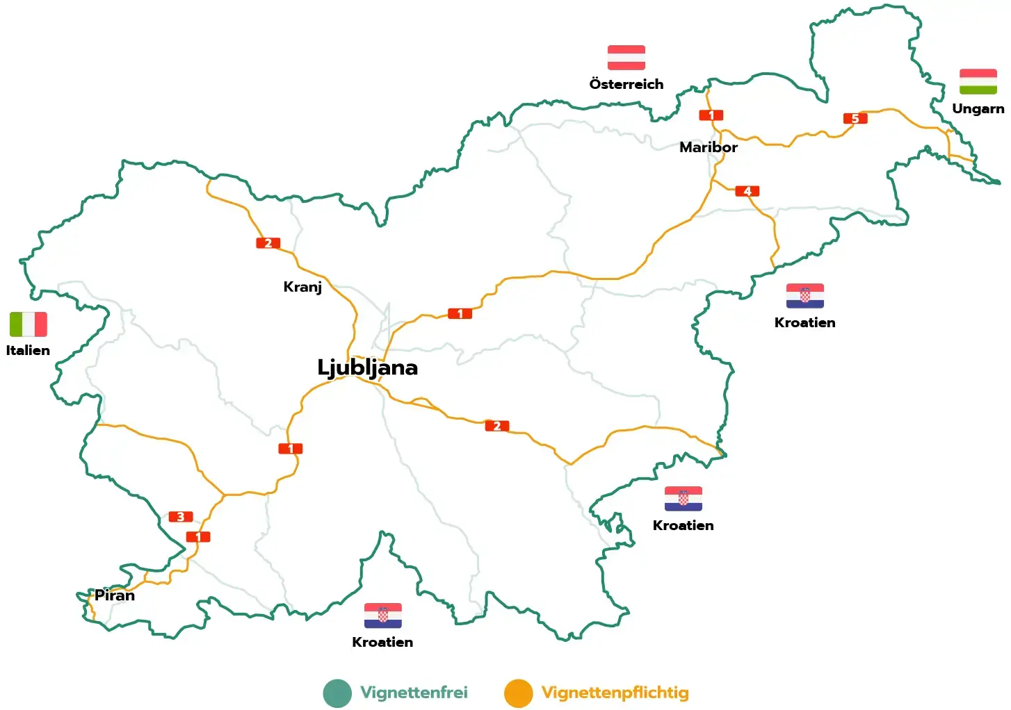 Cestovná mapa v Slovinsku